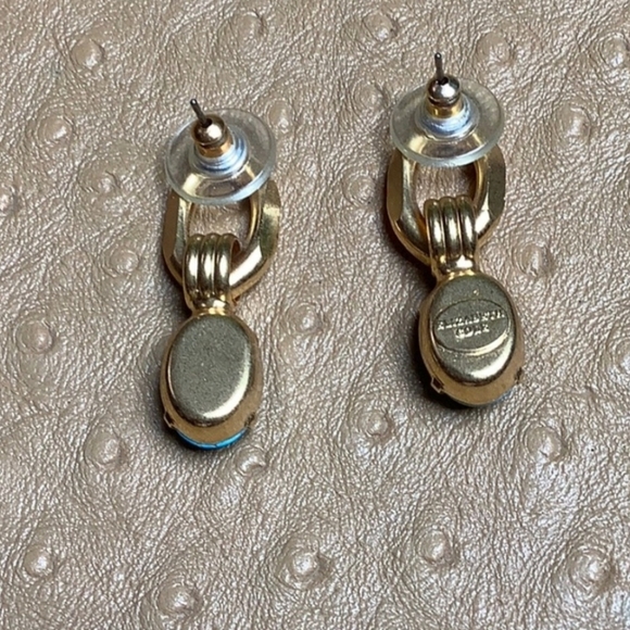 😍 14kt Yellow Gold Plated and Turquoise Earrings😍 NWOT - Picture 4 of 7